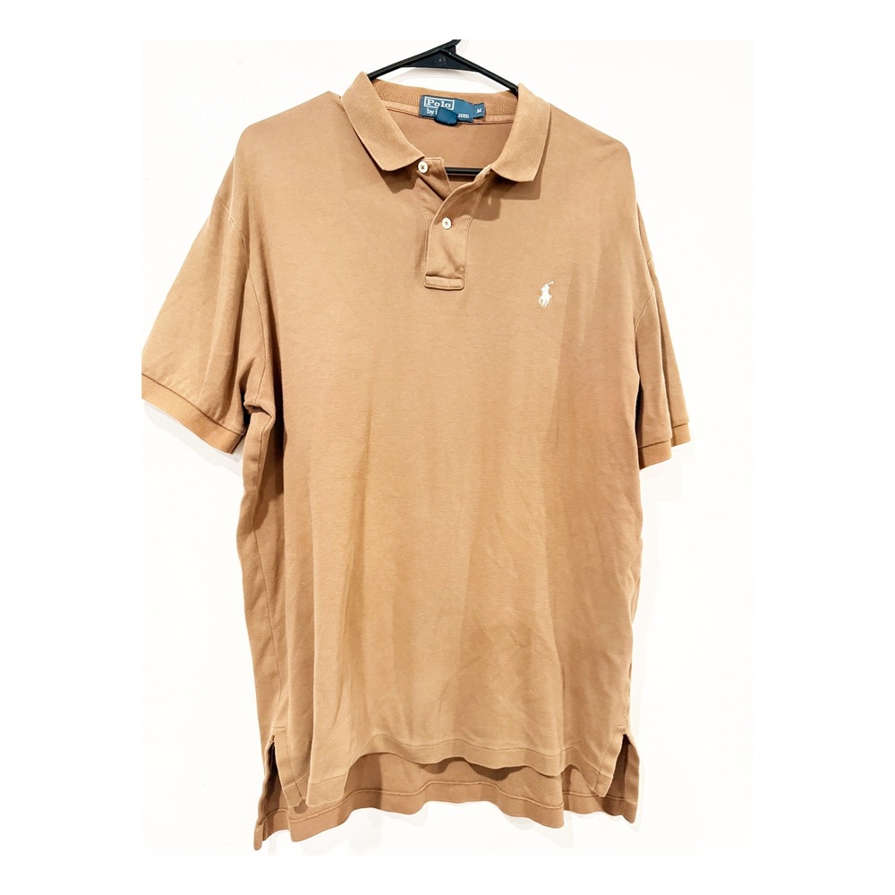 Polo Ralph Lauren Mens Medium Tan Brown Short Sleeve Pony Logo Polo Shirt